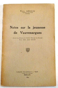 Notes sur la jeunesse de Vauvenargues.