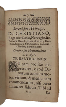 De Medicina Danorum domestica dissertationes X. Cum ejusdem Vindiciis & Additamentis.. "BARTHOLIN, THOMAS.