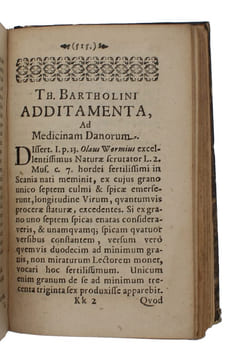 De Medicina Danorum domestica dissertationes X. Cum ejusdem Vindiciis & Additamentis.. "BARTHOLIN, THOMAS.