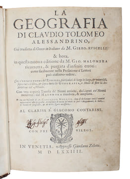 La Geografia di Claudio Tolomeo Alessandrino, Già tradotte di greco in italiano da M. Giero. Ruscelli: & hora in questo nuoua editione da M. Gio. ...