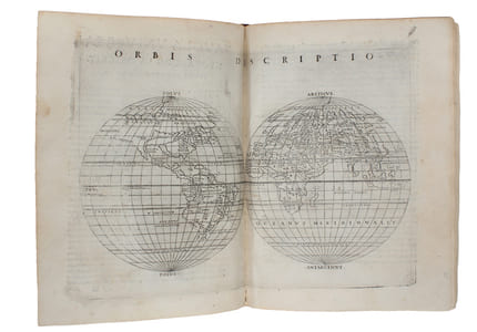 La Geografia di Claudio Tolomeo Alessandrino, Già tradotte di greco in italiano da M. Giero. Ruscelli: & hora in questo nuoua editione da M. Gio. Malomba ricoretta, & purgata d'infiniti errori: come facilmente nella Prefatione a Lettori può ciascuno... - [DEPICTING THE WORLD]
