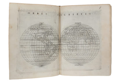 La Geografia di Claudio Tolomeo Alessandrino, Già tradotte di greco in italiano da M. Giero. Ruscelli: & hora in questo nuoua editione da M. Gio. Malomba ricoretta, & purgata d'infiniti errori: come facilmente nella Prefatione a Lettori può ciascuno... - [DEPICTING THE WORLD]