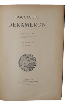 Dekameron. Illustreret af Jacques Wagres. 3 bd. Paa dansk ved S. Prahl.. BOCCACCIO.