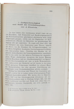 Lichtsgeschwindigkeit und Statik des Gravitationsfeldes (&) Zur Theorie des statischen Gravitationsfeldes". EINSTEIN, ALBERT.