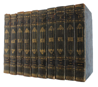 Oeuvres complétes de Buffon mises en Ordre et précédées d'une notice historiques par M.A. Richard suivies de deux Volumes sur les Progrès des Sciences physique et naturelles depuis la Mort de Buffon par M. le Baron Cuvier. 32 vols. (+) 2 vols of plate...