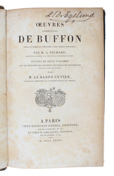 Oeuvres complétes de Buffon mises en Ordre et précédées d'une notice historiques par M.A. Richard suivies de deux Volumes sur les Progrès des Sciences ...