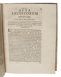 Specimen Dynamicum (+) Notatiuncula Constructiones Lineae in qua Sacoma aequilibrium cum pondere moto faciens incedere debet. Et quaedam de Quadraturis (+) Resposio ad nonnullas Difficultates a Bern. Nieuwentüt circa Methodum differentialem motas (+) ... - [FIRST PUBLICATION OF THE ""BERNOULLI EQUATION"".]