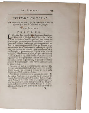 Systeme général des Intervalles des Sons, & son Application à tous les Systèmes & à tous les Instrumens de Musique. Par M. Sauveur. - [ THE SCIENTIFIC ...