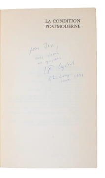 La Condition Postmoderne. Rapport sur le savoir. - [PRESENTATION-COPY]. "LYOTARD, JEAN-FRANCOIS.