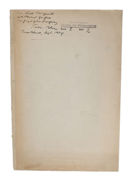 Kritik des logischen Absolutismus. - [THE CRITIQUE OF LOGICAL ABSOLUTISM - PRESENTATION-COPY]. "ADORNO, THEODOR W.