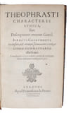 Charakteres ethici, sive Descript.... THEOPHRAST. - THEOPHRASTUS, THEOPHRAST...