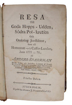 Resa till Goda Hopps - Udden, Södra Pol-kretsen och omkring Jordklotet, samt till Hottentott- och Caffer-landen, Åren 1772-76. Första Delen.. ...