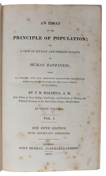 An Essay on the Principle of Population or, a View of its Past and Present Effects on Human Happiness. 3 vols. - [FIFTH EDITION OF ""AN ESSAY ON THE ...