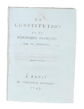 La Constitution de la République Francaise, une et indivisible. - [DECLARATION OF THE RIGHTS OF MAN AND CITIZEN]. "DÉCLARATION DES DROITS DE L'HOMME ...