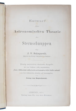 Entwurf einer astronomischen Theorie der Sternschnupen. Einzig autorisierte deutsche Ausgabe der vom verfasser völlig umgearbeiteten ""Note e ...