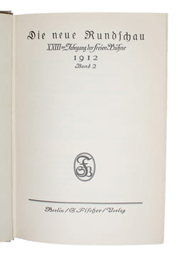 Der Tod in Venedig. Novelle. [In: Die Neue Rundschau. XXIIIter Jahrgang der freien Bühne]. - [TRUE FIRST APPEARANCE OF ""THE DEATH IN VENICE""]. ...