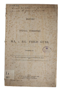 Report of the Special Committee on M.L. v. B.L. Field Guns. November 1870.