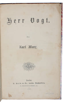 Herr Vogt.  - [MARX' STRUGGLE AGAINST DEFAMATION ]. "MARX, KARL.