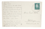 Original handwritten and signed postcard for ""Lieber Puzl"" (i.e. Puzl Born, Max Born's grandson), poststamped and postmarked, and with address in ...