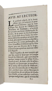 La Telemacomanie, ou la Censure et critique du roman intitulé, Les Avantures de Telemaque Fils d'Ulysse, ou suite du quatrième Livre de l'Odyssée ...