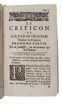 L'homme detrompe, ou Le criticon de Baltazar Gracian. Traduit de l'espagnol. - [FIRST COMPLETE FRENCH TRANSLATIO OF 'EL CRITICON']. GRACIAN Y MORALES, ...