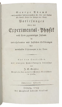 Vorlesungen über die Experimental-Physik nach ihrem gegenwärtigen Zustande. 2 vols. - [RARE FIRST GERMAN TRANSLATION]