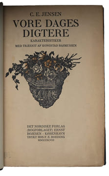 Vore Dages Digtere. Karakteristiker. Med Træsnit af Kongstad Rasmussen. - [MED DEDIKATION FRA HERMAN BANG.]. "JENSEN, C. E.