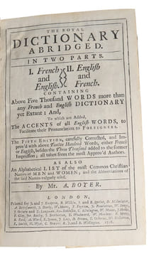 The Royal Dictionary abridged. In two parts. I. French and English. II. English and French. Containing above five thousand words more than any French ...