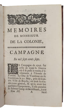 Memoires de monsieur de La Colonie, marechal de camp des armees de l'Electeur de Baviere contenant les evenemens de la guerre (...). 3 vols. . LA ...