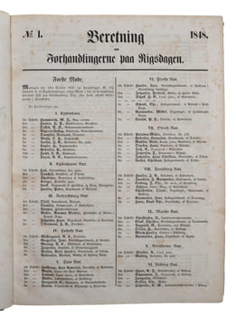 Beretning om Forhandlingerne paa Rigsdagen. 2 vold, nr. 1-188 og 189-492 + Anhang. (Komplet). - [FROM ABSOLUTE MONARCHY TO A CONSTITUTIONAL MONARCHY - ...