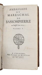 Ambassade du Mareschal de Bassompierre en Espagne l'an 1621. 2 vols (+) en suisse l'an 1625. 2 vols.