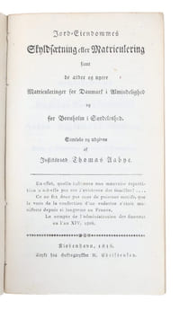Jord-Eiendommes Skyldsætning eller Matriculering samt der ældre og nyere Matriculeringer for Danmark i Almindelighed og for Bornholm i Særdeleshed. - [PRESENTATION-COPY]