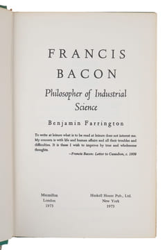 Francis Bacon. Philosopher of Industrial Science.. FARRINGTON, BENJAMIN.