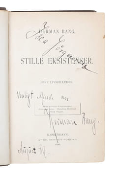 Stille Eksistenser. Fire Livsbilleder (Min Gamle Kammerat. Enkens Søn. Hendes Højhed. Ved Vejen.) - [DEDIKATIONSEKSEMPLAR.]. "BANG, HERMAN.