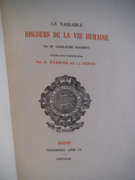 Le variable discours sur la vie humaine. HAUDENT Guillaume