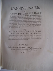L’anniversaire de messire ADRIAN DE BEAUPRE  et ORATIO JOANNIS ROENNI 