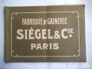 Fabrique de gainerie SIEGEL & Cie catalogue 1906. . SIEGEL 