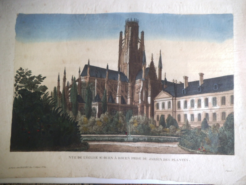 Vue de l’église de St Ouen à Rouen prise du jardin des plantes..  anonyme 