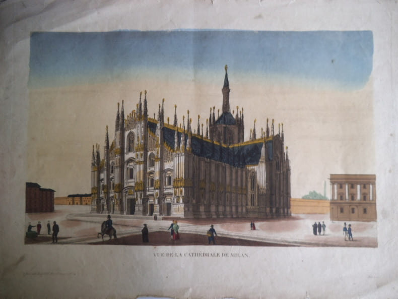 Vue de la cath&eacute;drale de Milan.. anonyme 