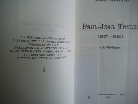 Paul-Jean TOULET 1867 1920 La vie-l’œuvre. L’esthétique . ARANJO Daniel