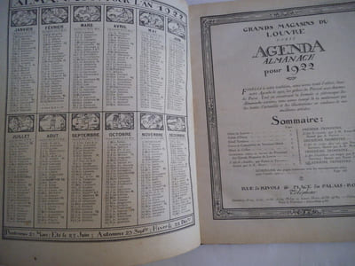 Agenda du LOUVRE 1922.