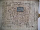 carte ancienne de  La France divisée  en IX régions 10 métropoles et 83 départements avec leur rapport aux provinces par les auteurs de l’atlas ...