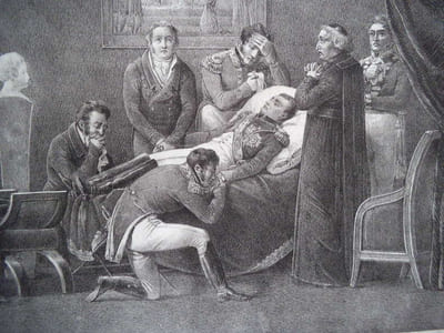 Mort de Napoléon, pleuré par ses proches. (5 mai 1821)