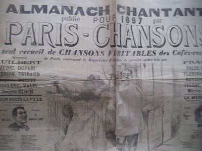 Placard publicitaire pour l’Almanach chantant pour 1897.