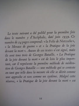 La pratique de la joie devant la mort.. BATAILLE George