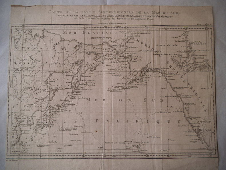 carte de la partie septentrionale de la mer du sud, comprise entre la Californie, les isles sandwich, le japon et le détroit de Behring. collectif 