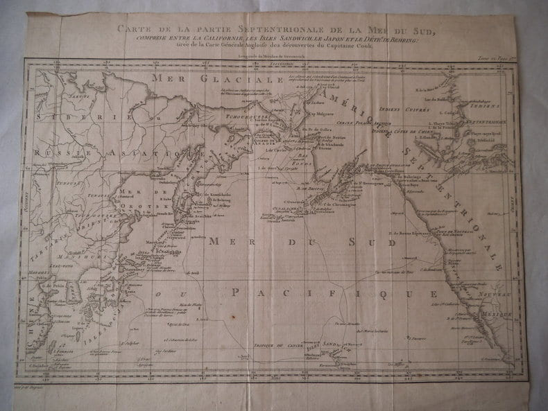 carte de la partie septentrionale de la mer du sud, comprise entre la Californie, les isles sandwich, le japon et le d&eacute;troit de Behring. collectif 