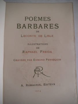 poèmes Barbares. . LECOMTE DE LISLE