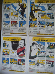 Buvards Maréchal LECLERC -Albert EINSTEIN -Victor FLEMING- Jean MERMOZ- Louis PASTEUR- Pierre CURIE - Paul- Emile VICTOR- Jacques Yves COUSTEAU.