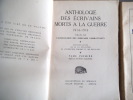 Anthologie des écrivains morts à la guerre (1914-1918) . Collectif 